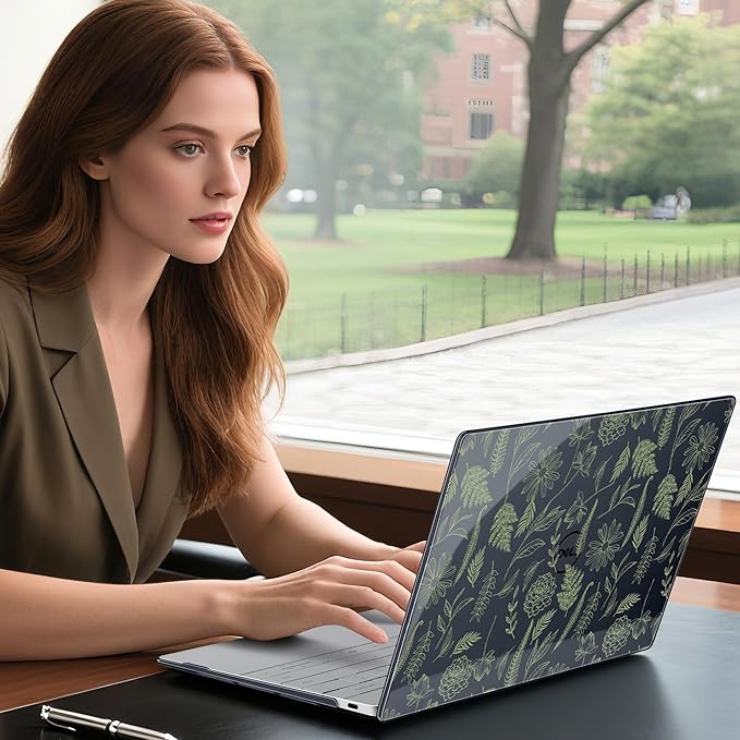 Batianda Case for Dell XPS 13 Laptop Copilot+ PC 13.4" Display 2025 2024 Model Number 9345/9350, Ultra-Slim Lightweight Scratch-Resistant Hard Shell with Professional Protection, Plant Branches