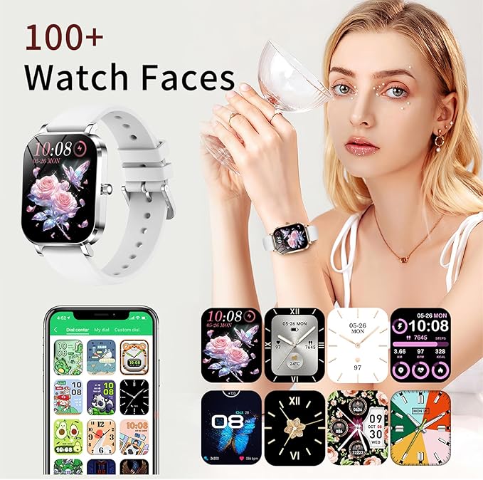 Smart Watches for Women Fitness Tracker for Women Fitness Watch with Heart Rate Monitor Sleep Monitoring Pedometer Calorie Voice Assistant for Android iOS
