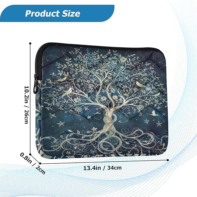 Cute Laptop Sleeve 13 inch Retro Tree of Life Laptop Bag 14 inch Waterproof Computer Bag for Women Laptop Accessories Computer Cover Bag for Tablet Men, A06D24018