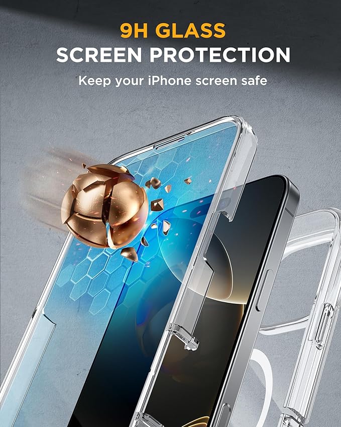 Miracase for iPhone 16 Pro Max Case 6.9'', [Bubble Free] Full-Body Bumper Phone case with Built-in Full Glass Screen &Lens Protector,Compatible with MagSafe,Drop Proof 16 Pro Max Cover,Clear