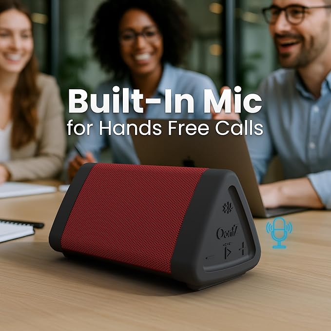 OontZ Angle 3 (4th Gen) – Portable Bluetooth Speaker, 12W Stereo Sound, 24 Hour Playtime, Rich Bass, 100 Foot Wireless Range, Waterproof, Home, Outdoor, Travel, Great Gift (Red)