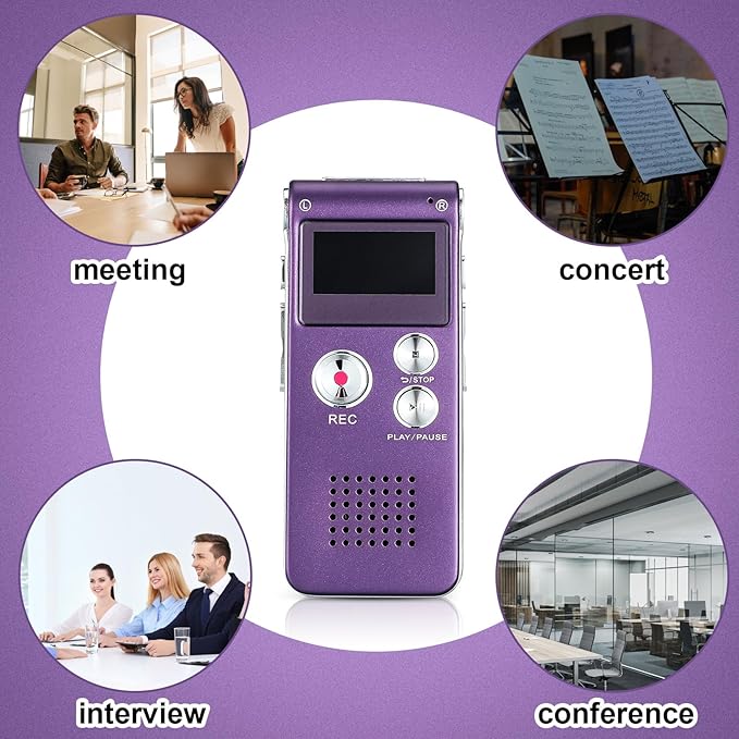 Tellegloww Ghost Hunting Equipment Paranormal Equipment for Ghost Hunting Digital EVP Voice Activated Recorder Rechargeable Recorder Device with Microphone, 8GB(Purple)