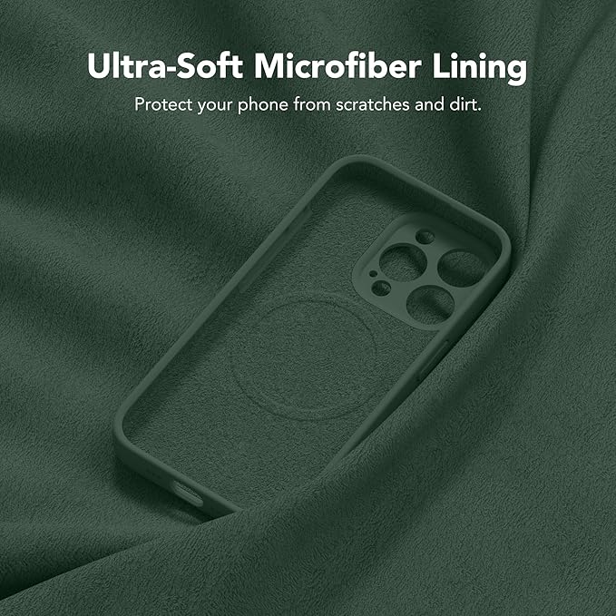 Magnetic for iPhone 15 Pro Max Case, Compatible with MagSafe, [Full Camera Protection][Screen Protector] Silicone Shockproof Protective Phone Case for iPhone 15 Pro Max 6.7", Alpine Green