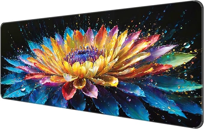 Thin Extended Gaming Mouse Pad （31.5 * 11.8 * 0.08 inch） with Stitched Edges Large, Long XXL Keyboard and Mouse pad Desk Mat for Gaming Office & Home - Flower 30