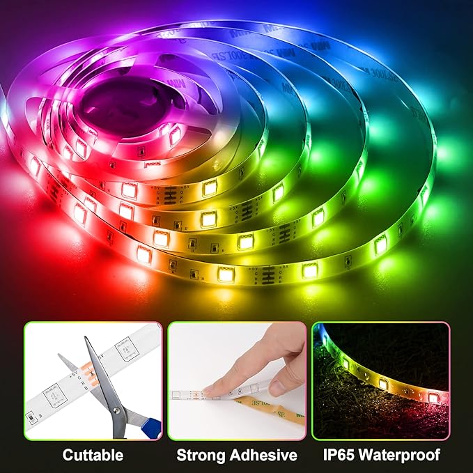 LED Strip Lights Kit, 2x6.56Ft RGB LED Lights Strip for 40-60in TV LED Backlight, Color Changing Strip Light Waterproof IP65 with Remote, USB TV Lights Bias Lighting for Home PC Monitor Desk