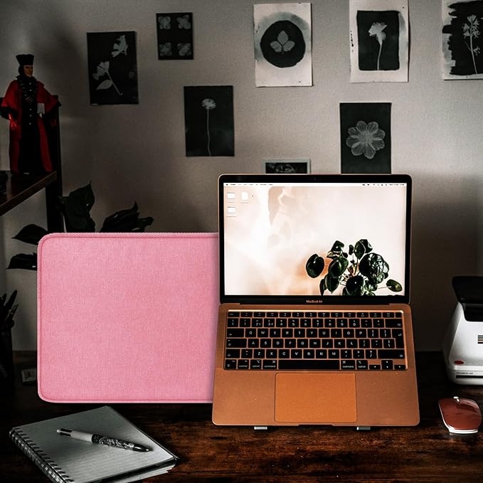 Laptop Case 14 Inch, Shockproof Protective Traveling Computer Bag, Water Resistant Portable Laptop Sleeve Compatible for Lenovo, HP, Dell, Asus, MacBook Air/Pro, Pink