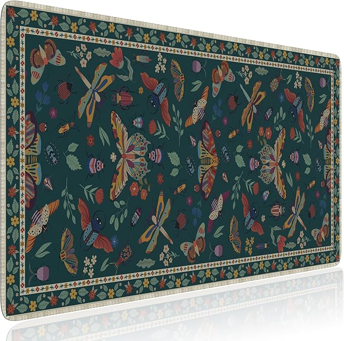 HAOCOO Large Desk Mat for Keyboard and Mouse, XXL Non-Slip Office Mouse Pad with Edge Stitching, Dark Green Desktop Protective Mat