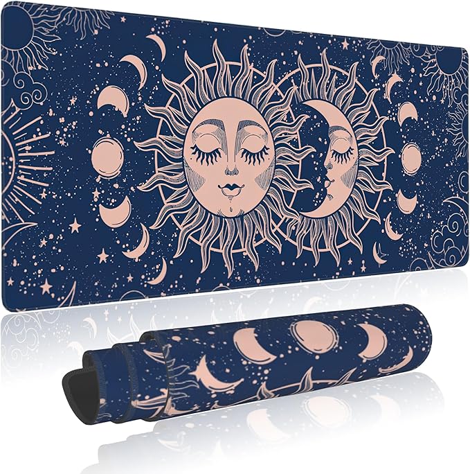 Large Mouse Pad Magic Moon and Sun Extended Gaming Mouse Pad Non-Slip Desk Mat with Stitched Edge Laptop Computer Keyboard Mousepad for Office Home 35.4" x 15.7"