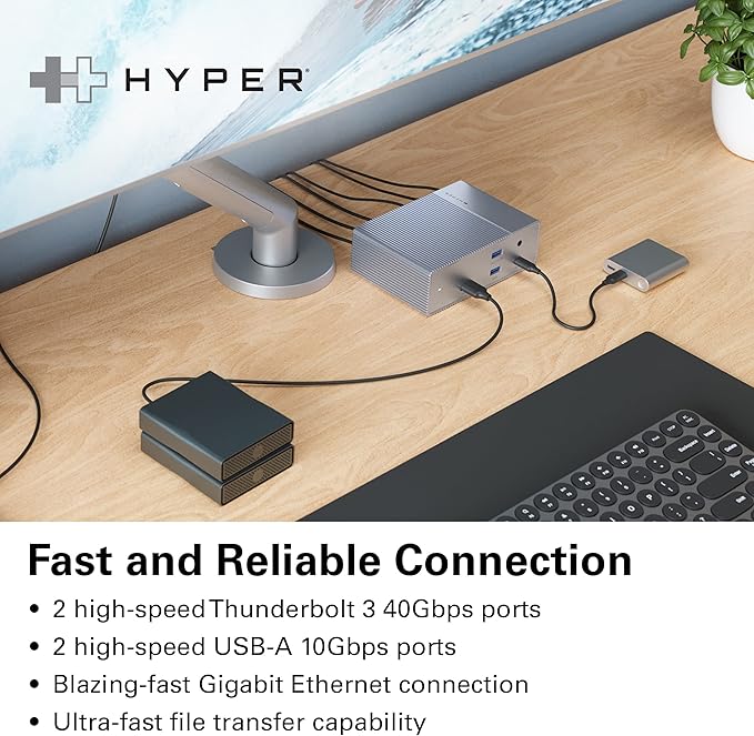 HyperDrive USB-C & Thunderbolt 4 GEN2 14-in-1 Dock for MacBook Pro/Air, iPad, PC - High-Speed Thunderbolt Docking Station - 40Gbps, Gigabit Ethernet, 85W PD