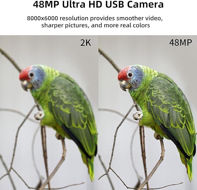 48MP Autofocus USB Camera - 4K UVC Mini Webcam with Metal Case, 8000x6000P 70 Degree No Distortion Lens PC Camera for Linux/Raspberry Pi, Plug & Play for Industrial/Lightburn/Video Conference