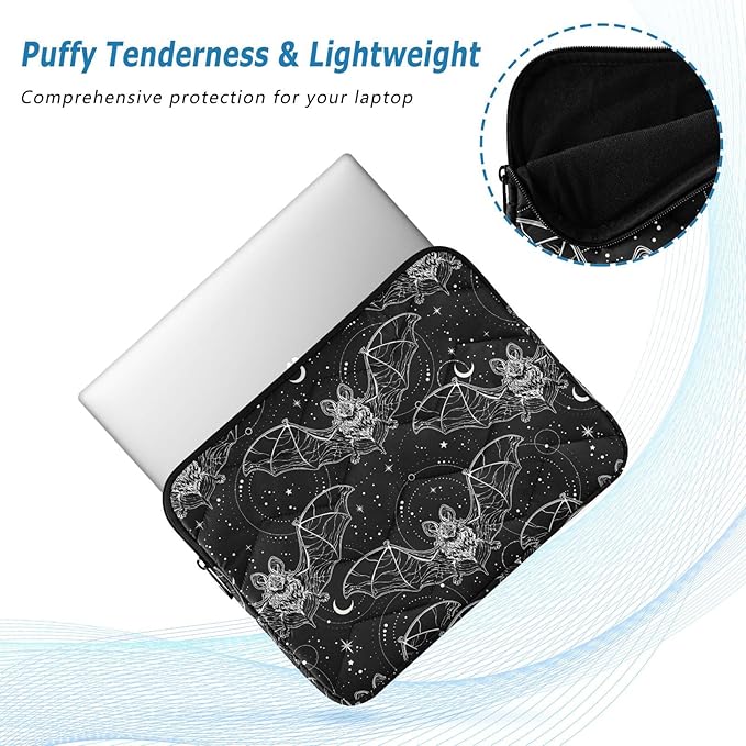 Bat Halloween Laptop Sleeve 13 inch Cute Laptop Bag 14 inch Waterproof Computer Bag for Women Laptop Accessories Computer Cover Bag for Tablet Men