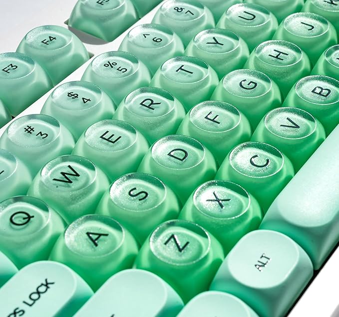 ZORNHER ZH980 Foundation Mechanical Keyboard,95% Green Creamy Keyboard with Number Pad,Girly Gaming Keyboard Full Size,Cute Jelly MOA Round Translucent Clear Keycaps,Creamy Sounding Linear Switches