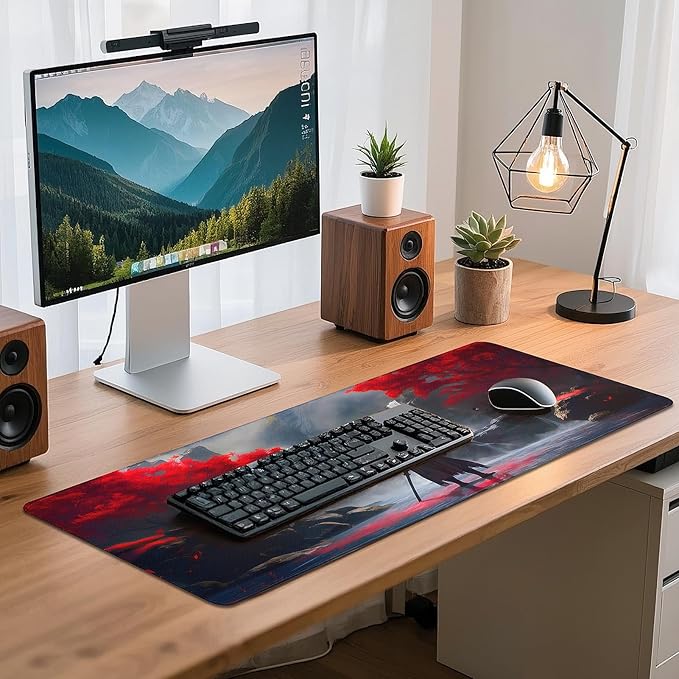 Gaming Mouse Pad - (31.5"×11.8") Japanese Samurai Large Mouse Pads for Desk - Desk Mat for Keyboard and Mouse with Non-Slip Base, Desks Pad Matfor Game/Office & Home