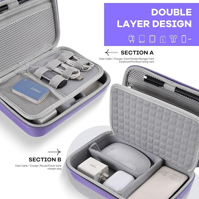 Hard Travel Electronic Organizer Case for MacBook Power Adapter Chargers Cables Power Bank Apple Magic Mouse Apple Pencil USB Flash Disk SD Card Hard Drive Waterproof Shockproof Accessories Bag Case