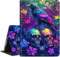 for Amazon Kindle Fire 7 (12th Generation, 2022 Release) 7" Tablet Case, Slim Kickstand Stand Leather Smart Cover with Auto Wake/Sleep, Skull Purple Eagle