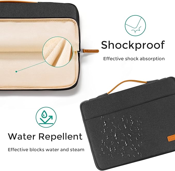DOMISO 13.3 inch Laptop Case Sleeve Protective Cover Compatible with 14 inch MacBook Pro M4 M3 M2/MacBook Pro Max,13-13.3 inch Dell,Lenovo, HP,Waterproof Computer Cases Bag with Handle,Black