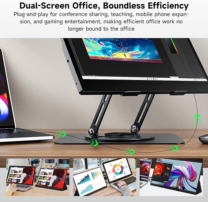 15.6" Portable Monitor 4K OLED Touchscreen, 100% Adobe RGB 10-Bit Color, USB-C External Display for Laptop, PC, Mac, Phone, Gaming, with Smart Cover & Stand
