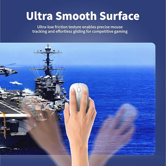 Extra Large Gaming & Office Mouse Pad (31.5" x 11.8") – Aircraft Carrier & Fighter Jet Group & Helicopter, US Navy Premium XXL Desk Mat with Durable Stitched Edges & Anti-Slip Rubber Base