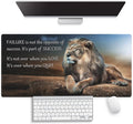 Large Gaming Extended Mouse Pad (31.5" x 15.8") - Majestic Lion at Rest Inspirational Quote About Success Motivational Words, Extra XXL Office Accessories, Premium Stitched Anti-Slip Desk Mat