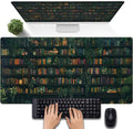 Green Leaves Desk Pad Extended Mouse Mat, Plant Bookshelf Gaming Desk Mat, Large Laptop Keyboard Pad Full Desk Mouse Pad XXL, Giant Desktop Computer Pad, Home Office Decor Aesthetic 31.5" x 15.75"