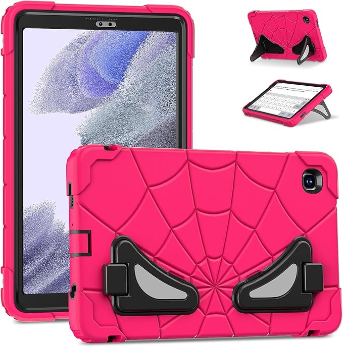 AKABEILA Compatible with Samsung Galaxy Tab A7 Lite 8.7 inch T225/T220(2021) Tablet Case，Lightweight Shockproof Rugged Protective Cover with Kickstand for Kids Children Boys Babies Strawberry Black
