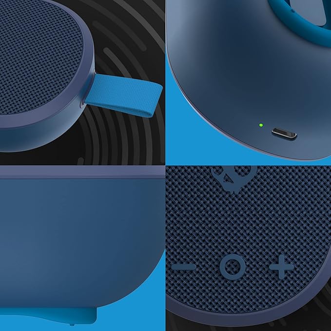 Skullcandy Ounce Wireless Bluetooth Speaker - IPX7 Waterproof Mini Portable Speaker with 16 Hour Battery, Downward Firing Passive Radiator, and Ballistic Nylon Carry Strap
