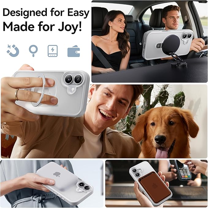 CASEKOO Ultra-Magnetic Stand for iPhone 17 Case [Military Drop Protection] [Compatible with MagSafe] Shockproof Translucent Slim Matte for iPhone 17 Phone Case with Ring Holder 6.3 Inch, White