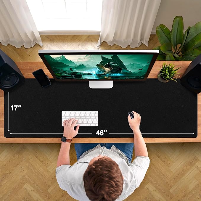 LifeTrim Huge 46”x17” 5mm Gaming Mouse Pad Large Mouse Pad for Desk Gaming Giant Black XXL Thick Long Extra Large Extended Big Gamer Desk Mat