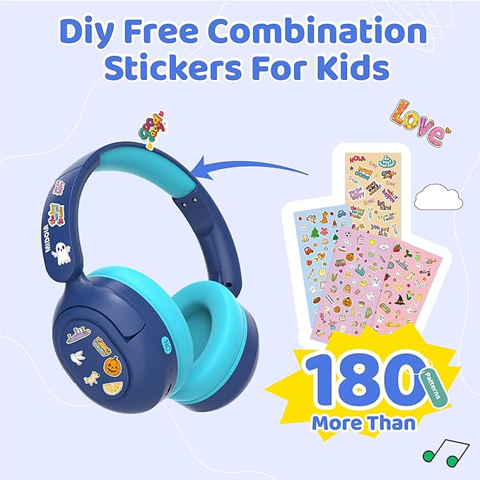 MIDOLA Kids Bluetooth Headphones Active Noise Cancelling Lightweight Wireless Headphone for Kid Volume Limited 85/94dB Foldable Over-Ear Headset with Aux/Mic,68 Hours Playtime,for Toddler Child Blue