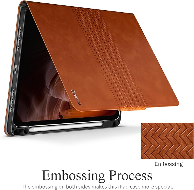 auaua Case for iPad Pro 13 Inch (M5/M4) 2025/2024, PU Leather Case with Pencil Holder, Supports Pencil Pro and Pencil(USB-C), Adjustable Angles, Auto Sleep/Wake (Brown)