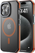 Tigowos for iPhone 15 Pro Phone Case Fits MagSafe 10FT Drop Resistant Matte Skin Feeling Back Cover for iPhone 15 Pro Case，Bumper Orange