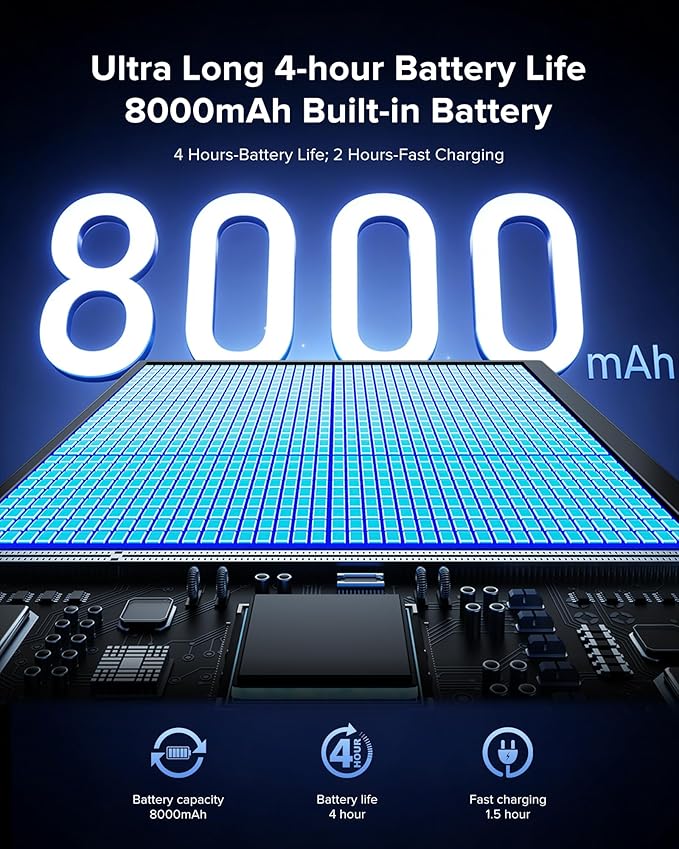 Wireless Portable Monitor with 8000mAh Battery, 15.6" Wireless Monitor, Support AirPlay, Miracast Laptop Display, USB-C & MINI HDMI & VESA, Travel Second Screen for Laptop, Computer, Game Consoles