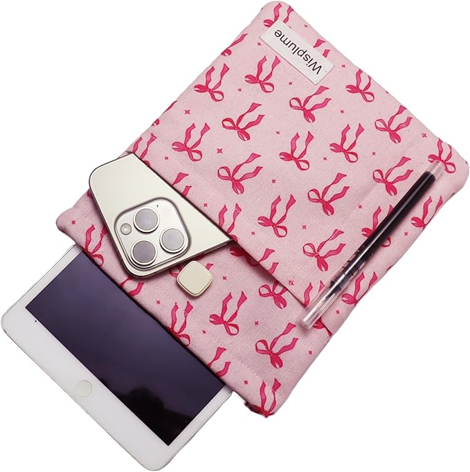 Padded eReader Sleeve Tablet Bag Pouch for eReader Paperwhite, Colorsoft,Signature Edition, Voyage,Scribe/Kobo eReader,Book Protector for Paperbacks and Small Hardcovers Bow(Pink, Medium)