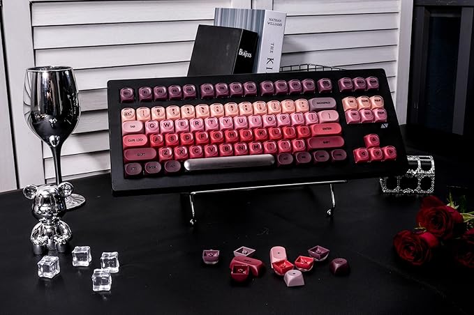 ZORNHER CG870 Lipstick Mechanical Keyboard,TKL Pink Gaming Keyboard,Foundation Creamy Thocky Keyboard,Creamy Sounding Switches,Cute Kawaii Girly Jelly Keycaps