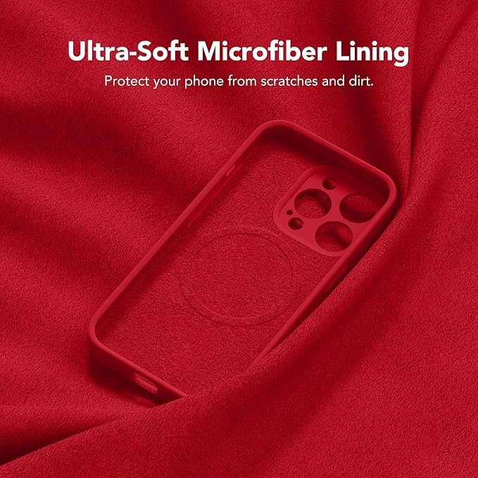 Magnetic for iPhone 13 Pro Max Case, Compatible with MagSafe, [Full Camera Protection][Screen Protector] Silicone Shockproof Protective Phone Case for iPhone 13 Pro Max 6.7", Deep Red