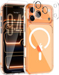 3-in-1 for iPhone 17 Pro case with Screen Protector & Camera Cover, N52 Magnetic Phone Case Compatible with MagSafe, Non-Slip Matte Bumper with Crystal Clear Back, Anti-Scratch Protective Slim Kit