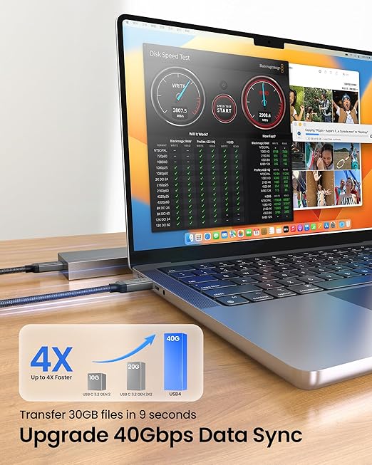Silkland USB C to USB C Cable 240W, 40Gbps USB 4 Cable [USB-IF Certified] for Thunderbolt 4, 8K/Dual 4K USB C Video Cable Compatible for MacBook, Mac mini, iPhone 17/16, SSD, Monitor, 3.3FT