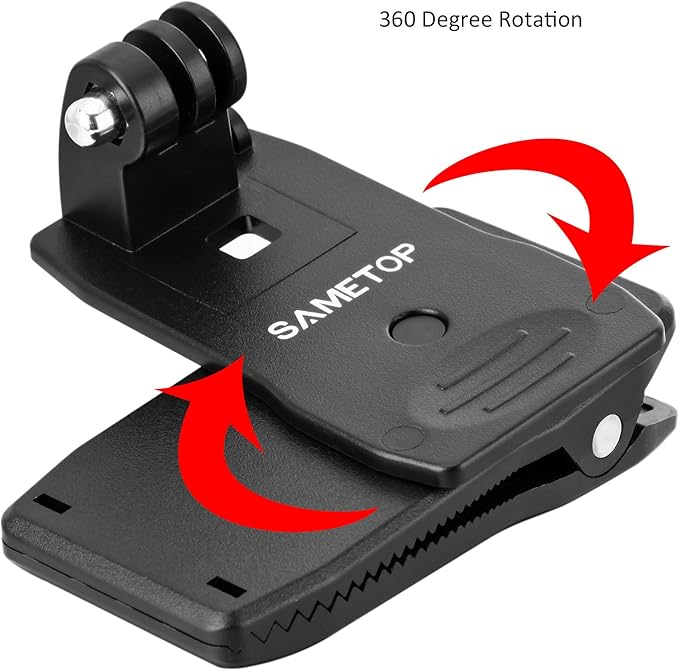 Backpack Strap Mount Quick Clip Mount Compatible with Gopro Hero 13, 12, 11, 10, 9, 8, 7, 6, 5, 4, Session, 3+, 3, 2, 1, Hero (2018), Fusion, Max, DJI Osmo, Xiaomi Yi Action Cameras
