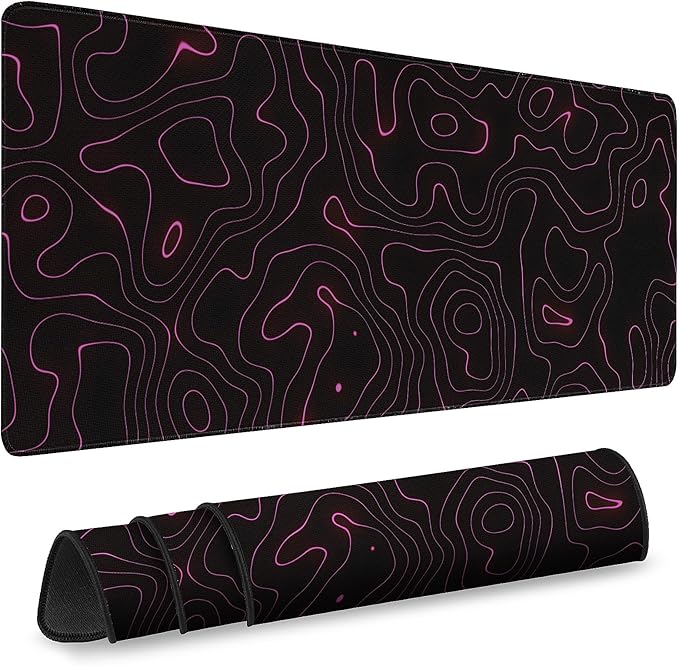 Gaming Mouse Pad - (31.5"×11.8") Contour Lines Large Mouse Pads for Desk - Desk Mat for Keyboard and Mouse with Non-Slip Base, Desks Pad Matfor Game/Office & Home