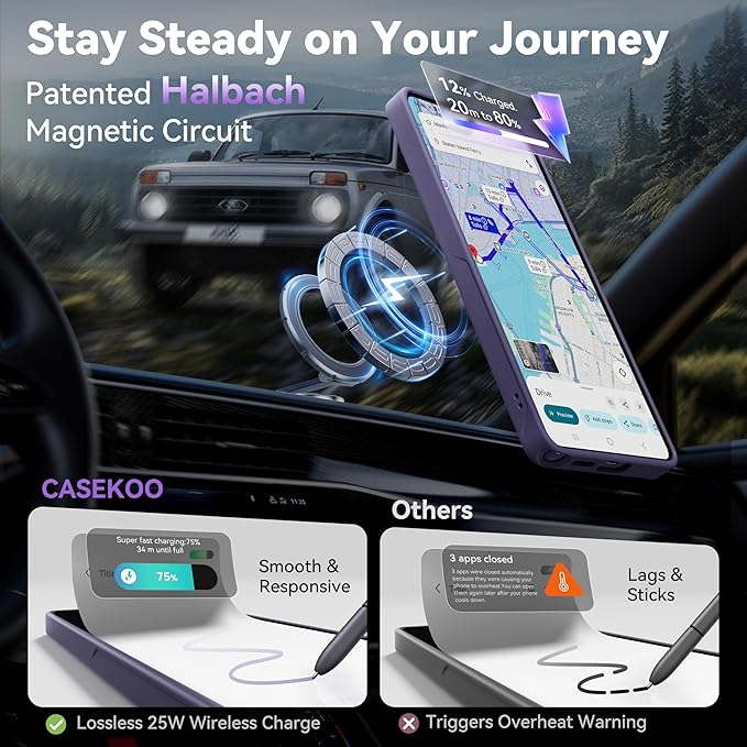 CASEKOO Cobalt Violet for Samsung Galaxy S26 Ultra Case with 360 Spin Magnetic Stand [Fit for MagSafe] [18FT MIL-STD Protection] Shockproof Invisible Ring Holder Matte Galaxy s26 Ultra Case 6.9''