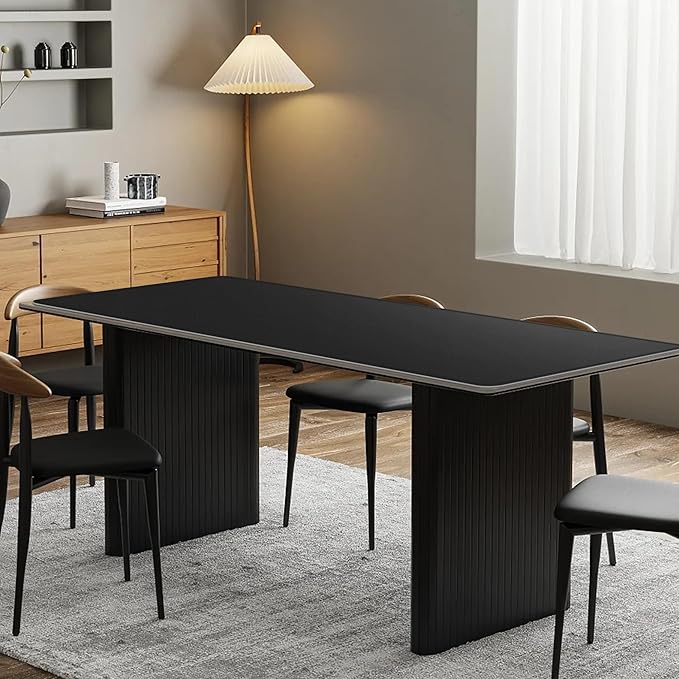 Chihein 67" x 24" 4XL PU Leather Desk Mat (Black/Gray), Huge Mouse Pad, Dual Sided Desk Pad Protector, Waterproof Writing Blotter for Gaming/Office/Home