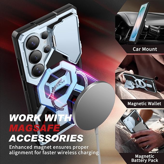 TONGATE for Samsung Galaxy S26 Ultra Case with Magnetic Stand, Compatible with MagSafe [Built-in Camera Cover & Ring Holder][Military-Grade Protection]Anti-Slip Rugged Phone Case for S26 Ultra,SkyBlue