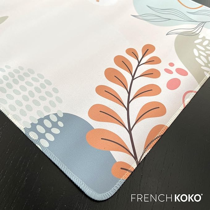 French KOKO Large Desk Mat - XL Desk Pad Deskpad Deskmat Cute Girls Womens Desktop Protector Home Office Essentials Laptop Pad Mousepad