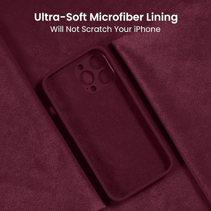 FireNova for iPhone 14 Pro Case, Silicone Upgraded [Camera Protection] Phone Case with [2 Screen Protectors], Soft Anti-Scratch Microfiber Lining Inside, 6.1 inch, Plum