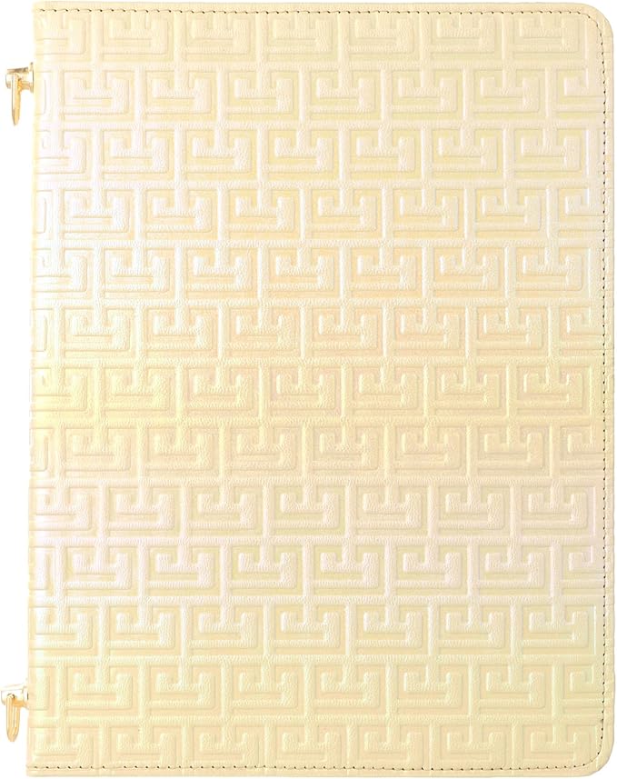 Shiny Case for iPad Pro 12.9" 6th/5th/4th Gen & iPad Air 13-inch Handbag w/Hand Strap, Techcircle Crossbody Iridescent Folio Stand Wallet Case w/Pencil Holder+Shoulder Strap, Shiny Cream Yellow