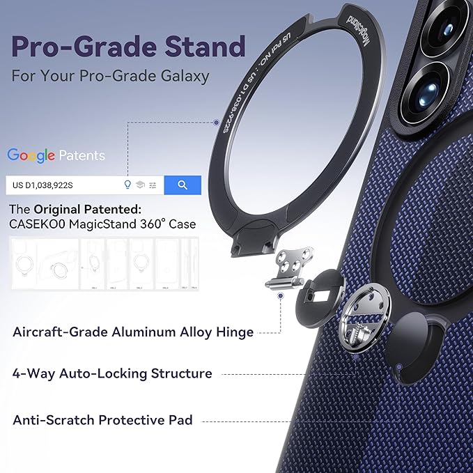 CASEKOO Geo Blue for 26U Case with 360 Spin Magnetic Stand [Fit for MagSafe] [18FT MIL-STD Protection] Shockproof Invisible Ring Holder Matte s26U Phone Case 6.9''