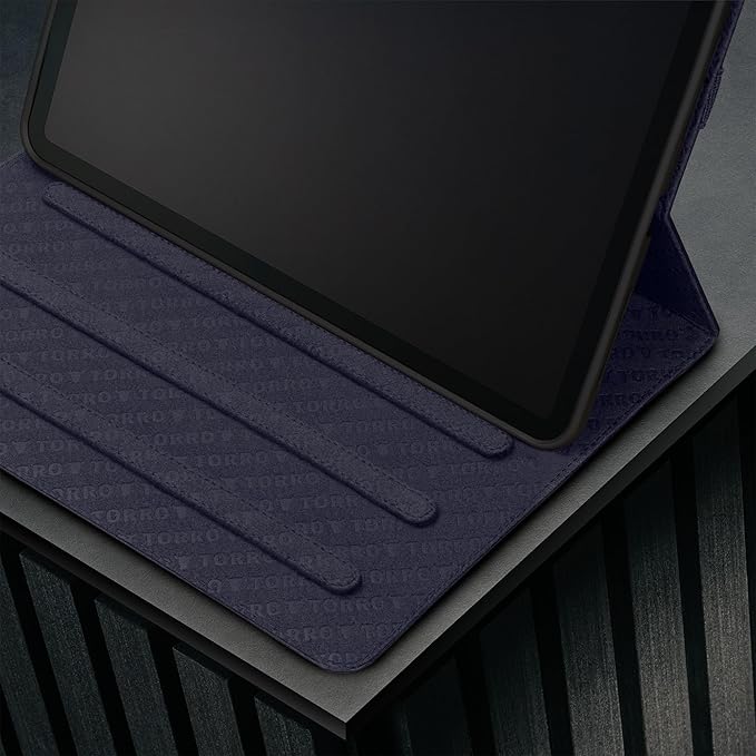 TORRO Case Compatible with iPad Pro 11” M5 / M4 (2025/2024) – Premium Leather iPad Pro 11” 2025/2024 Case with Stand Function, Apple Pencil Connectivity and Wake/Sleep Function (Navy Blue)