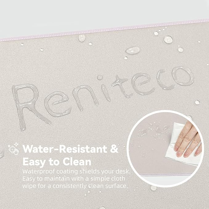 Reniteco Waterproof Large Gaming Mouse Pad with Durable Stitched Edges, Non-Slip Rubber Base, Grainy Jacquard Mouse Mat Desk Pad for Home Office Gaming, 35.4''x15.7''x0.12'', Beige