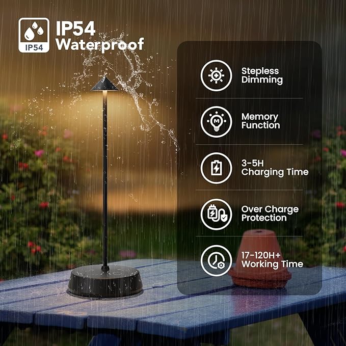 Rechargeable Cordless Small Table Lamp,6000mAh Battery Operated,LED Touch Dimmable Modern TableTop,Portable Outdoor Wireless Bedside Night Light for Restaurant/Dining/Bedroom/Living Room/Coffee(Black)