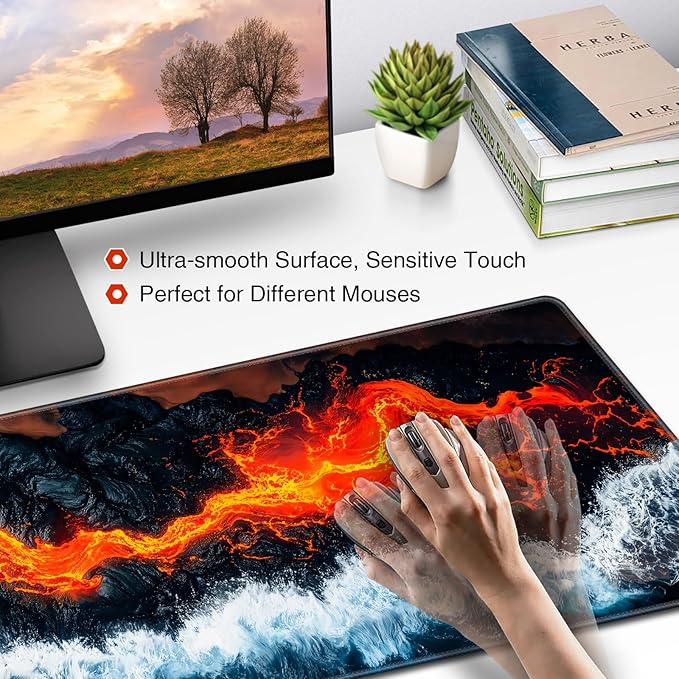 Mousepad, Large Gaming Mouse Pad XXL 35.4×15.7in, Extended Computer Keyboard Mouse Mat Desk Pad for Laptop with Stitched Edges, Waterproof Mousepad for Gamer Home&Office Women